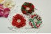 Selina Chiffon flower "Christmas" - Medium (6.5cm), Pack of 3